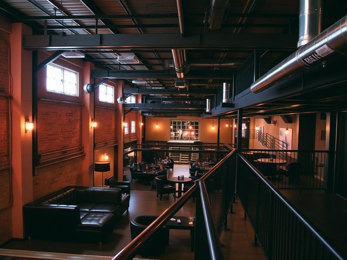 Elevated VIP mezzanine lounge overlooking the venue floor